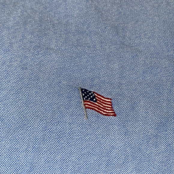 Ralph Lauren Blue Red Casual Button Shirt USA embroidered American flag sz large - Picture 5 of 10